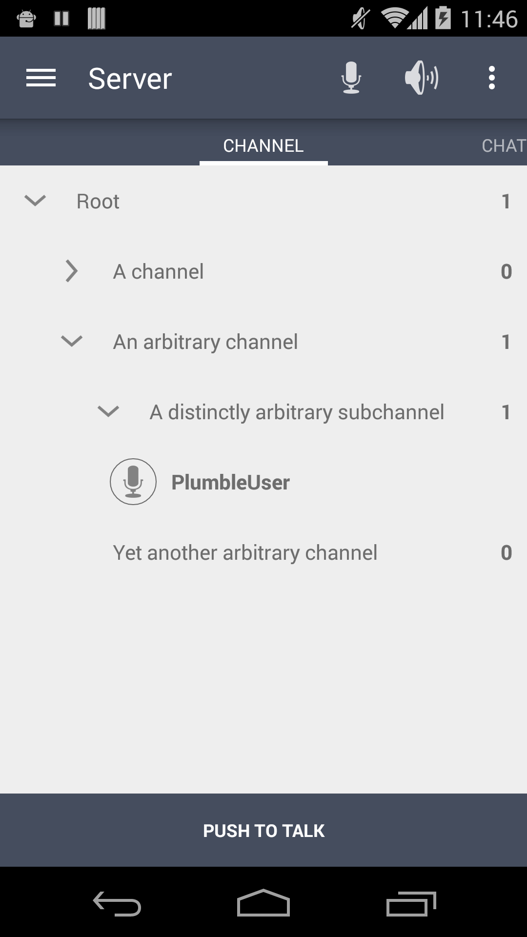 Android application Plumble - Mumble VOIP screenshort