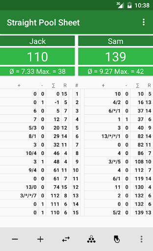 Android application Straight Pool Sheet screenshort