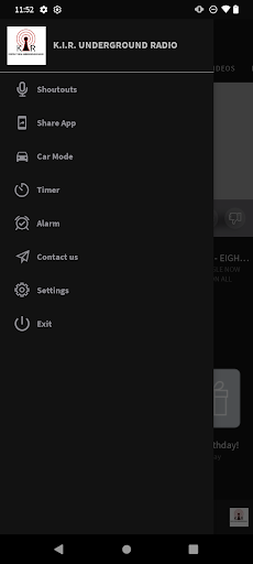 Android application K.I.R. UNDERGROUND RADIO screenshort