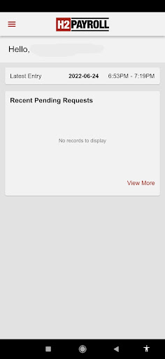 H2Payroll Mobile Portal Screen 3