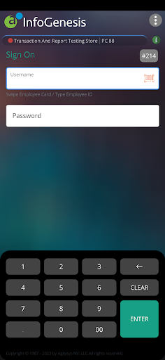 InfoGenesis POS Terminal Screenshot