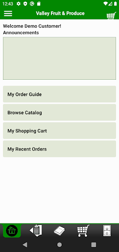 Android application Valley Produce CheckOut screenshort