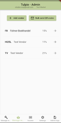 Android application Tulpie: Admin Dashboard screenshort