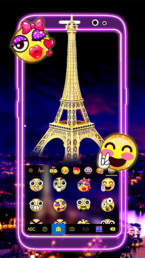 Neon Paris Night Tower Keyboar Screen 3