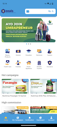 Android application Zeals Affiliate screenshort