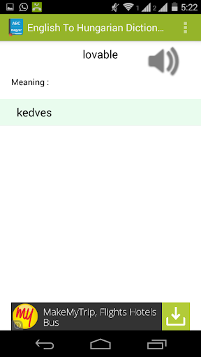 English to Magyar Dictionary Screen 2