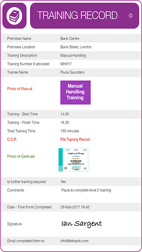 Comply Forms Screen 2