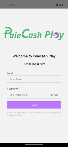 Android application Paiecash Play Broadcaster screenshort