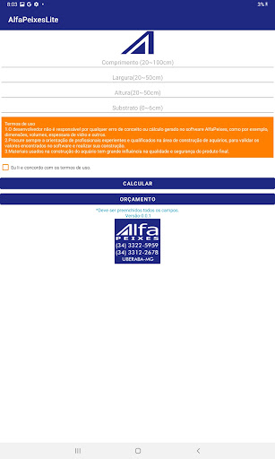 AlfaPeixes Aquário Calculadora Screen 3