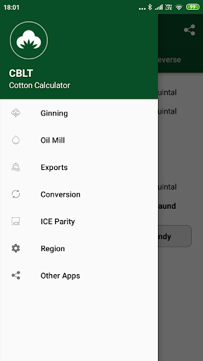 Android application Cotton Calculator screenshort
