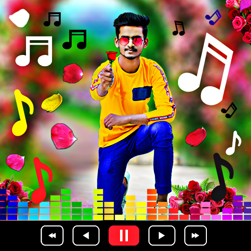 Flower photo video maker songs logo