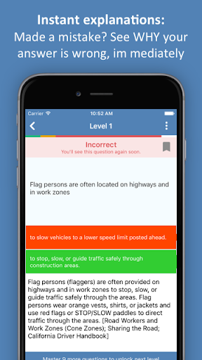 California DMV Permit Test 201 Screen 2