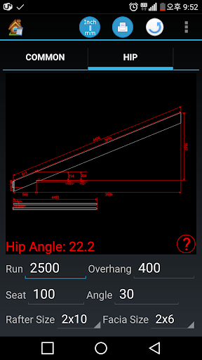 Android application Graphical Framing Calculator screenshort