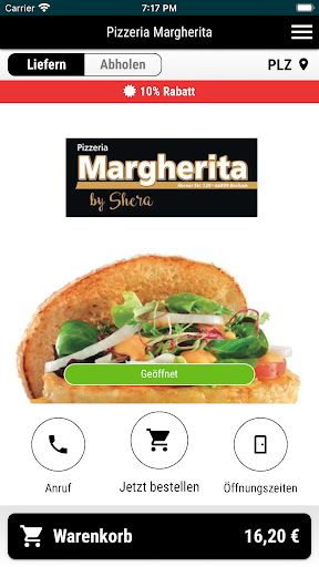 Android application Pizzeria Margherita screenshort