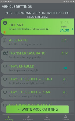 ECRI Vehicle Calibrator Screen 3