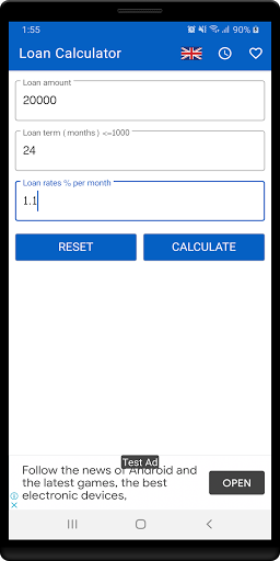 Android application Loan Calculator screenshort