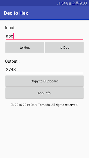 Dec to Hex Screen 2