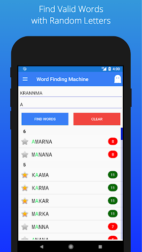 Android application Word Finder, Word Machine screenshort