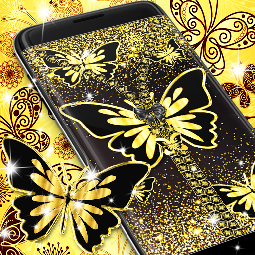 Golden butterflies lock screen logo
