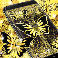 Golden butterflies lock screen