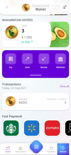 GreenGoldWallet Screen 3