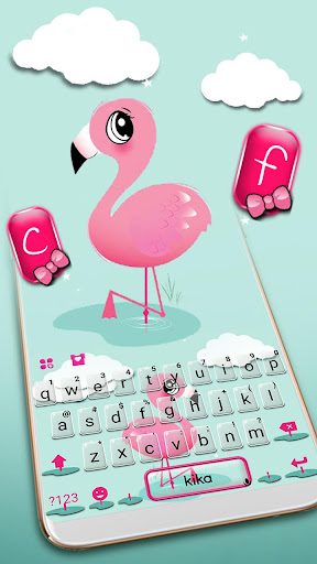 Cartoon Pink Flamingo Keyboard Screen 2