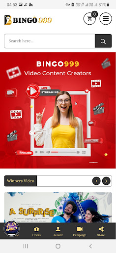 Android application Bingo999 screenshort