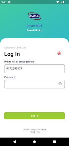 Android application Seagull Driver App screenshort