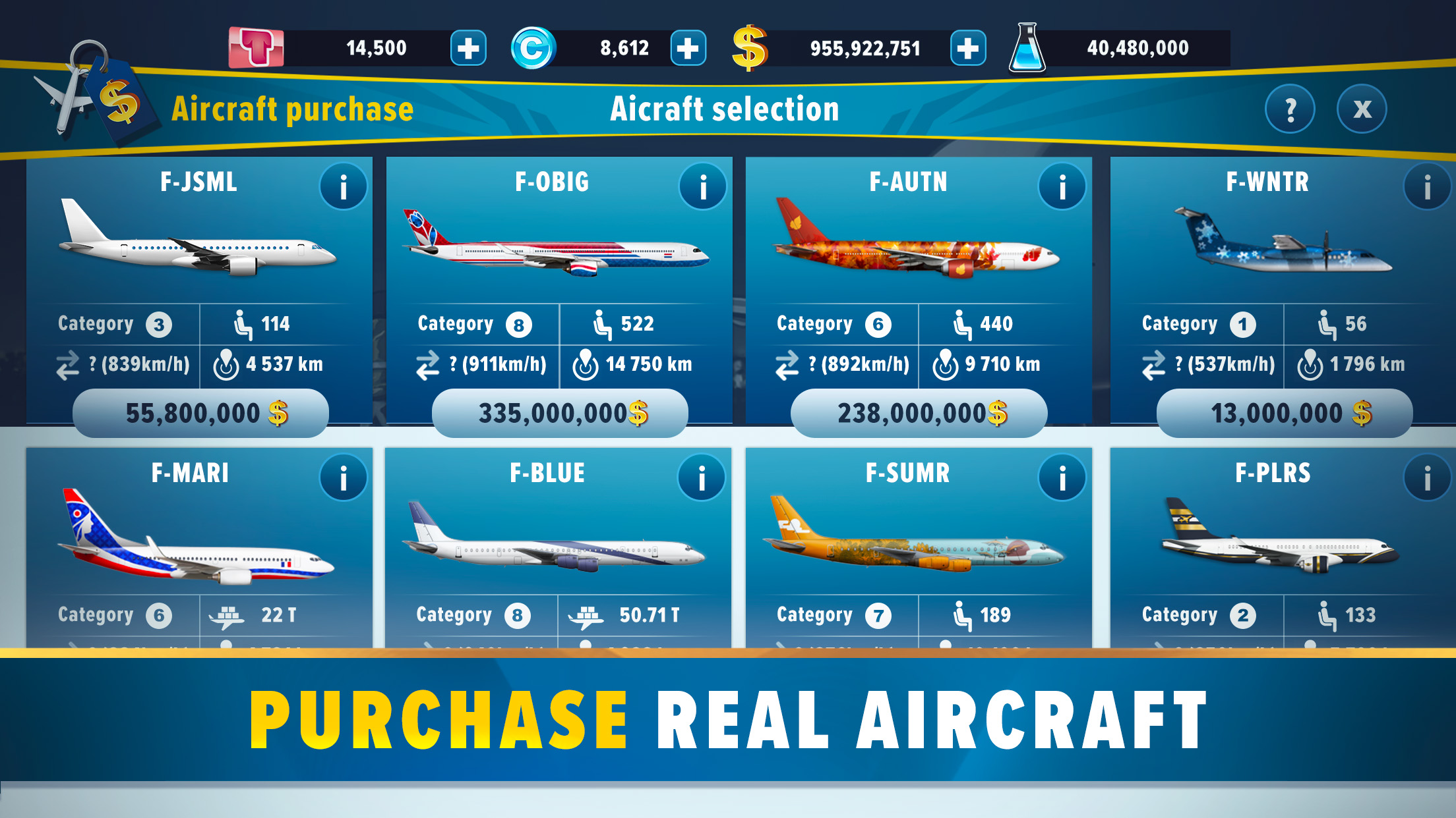 Airlines Manager Tycoon 2023 shop for planes