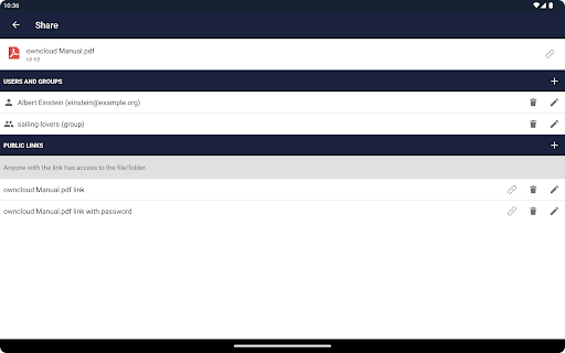 Screenshot of ownCloud
