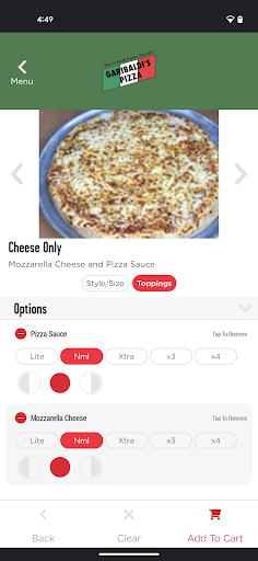 Screenshot of Garibaldi’s Pizza