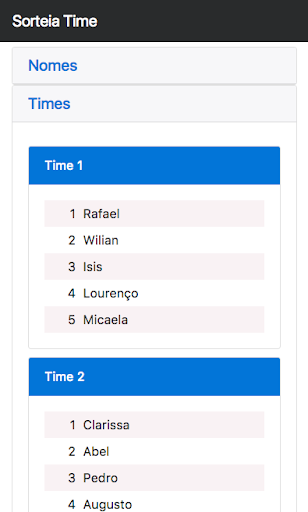 Sorteia Time Screen 2