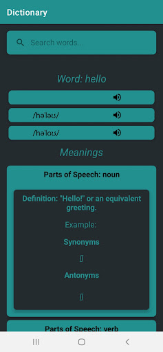 Android application Dictionary screenshort