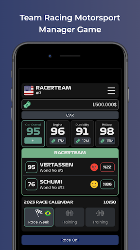 Android application Team Racing Motorsport Manager screenshort