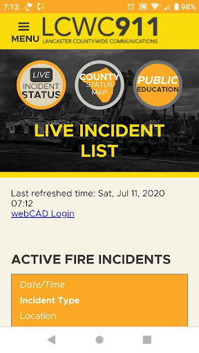 Android application Lancaster Incident Viewer screenshort