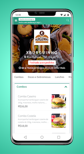 Android application Xburguinho screenshort