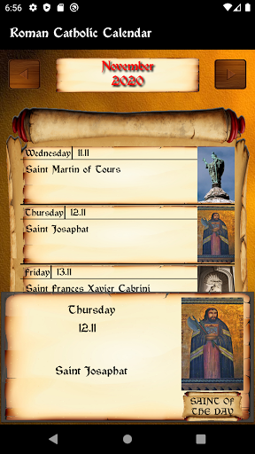 CATHOLIC CALENDAR Screen 3