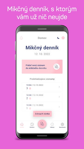 Android application MoliApp Mikčný denník screenshort