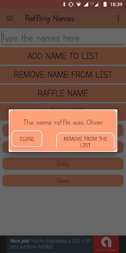 Raffle: Names and Numbers Screen 3