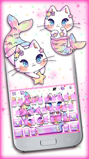 Android application Lovely Mermaid Cats Keyboard T screenshort