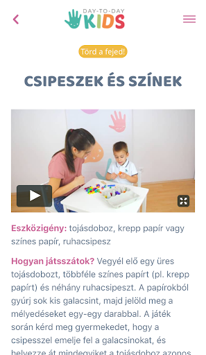 Android application Day-to-day Kids - játékötletek screenshort