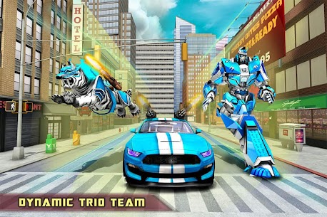 US Police Transform Robot Car White Tiger Game 10