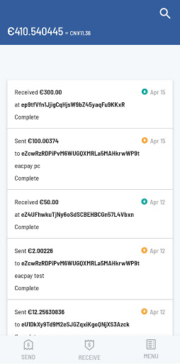 EACPAY-Earthcoin Mobile Wallet Screen 2