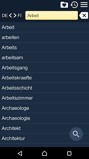 Android application Finnish German Dictionary screenshort
