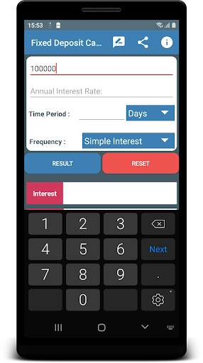 Android application Fixed Deposit Calculator screenshort