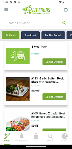 Android application Fit Fixins screenshort