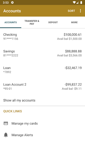 Summit Bank(OR) Mobile Banking Screen 3