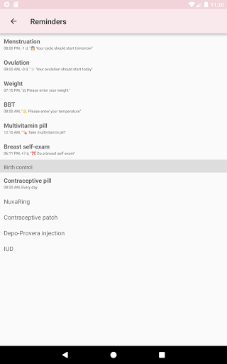 Screenshot of WomanLog Period Calendar