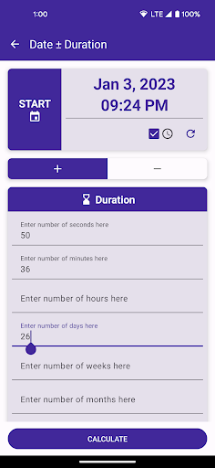 Date Calculator Screen 3