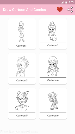 Android application How To Draw Cartoon & Comics screenshort
